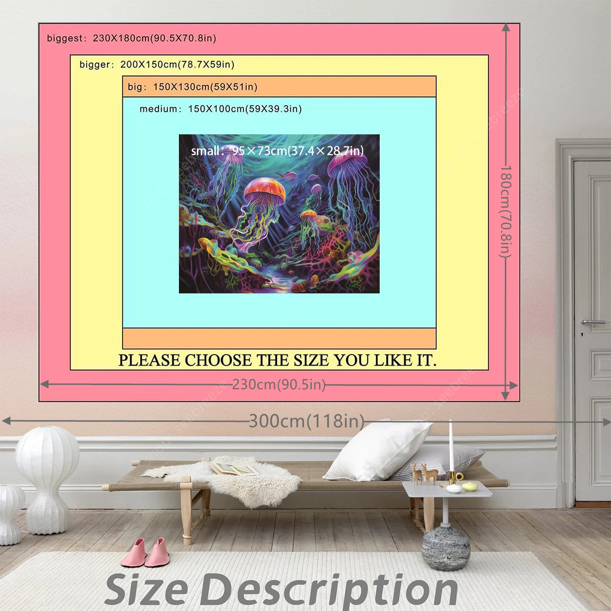 Jellyfish UV Reactive Tapestries