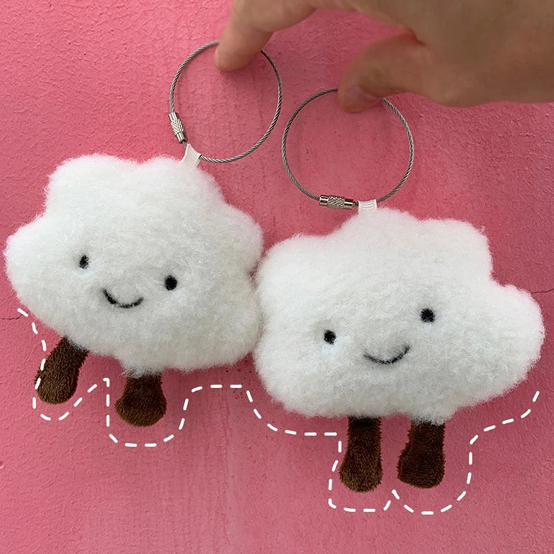 Cute Plush White Cloud Keychain