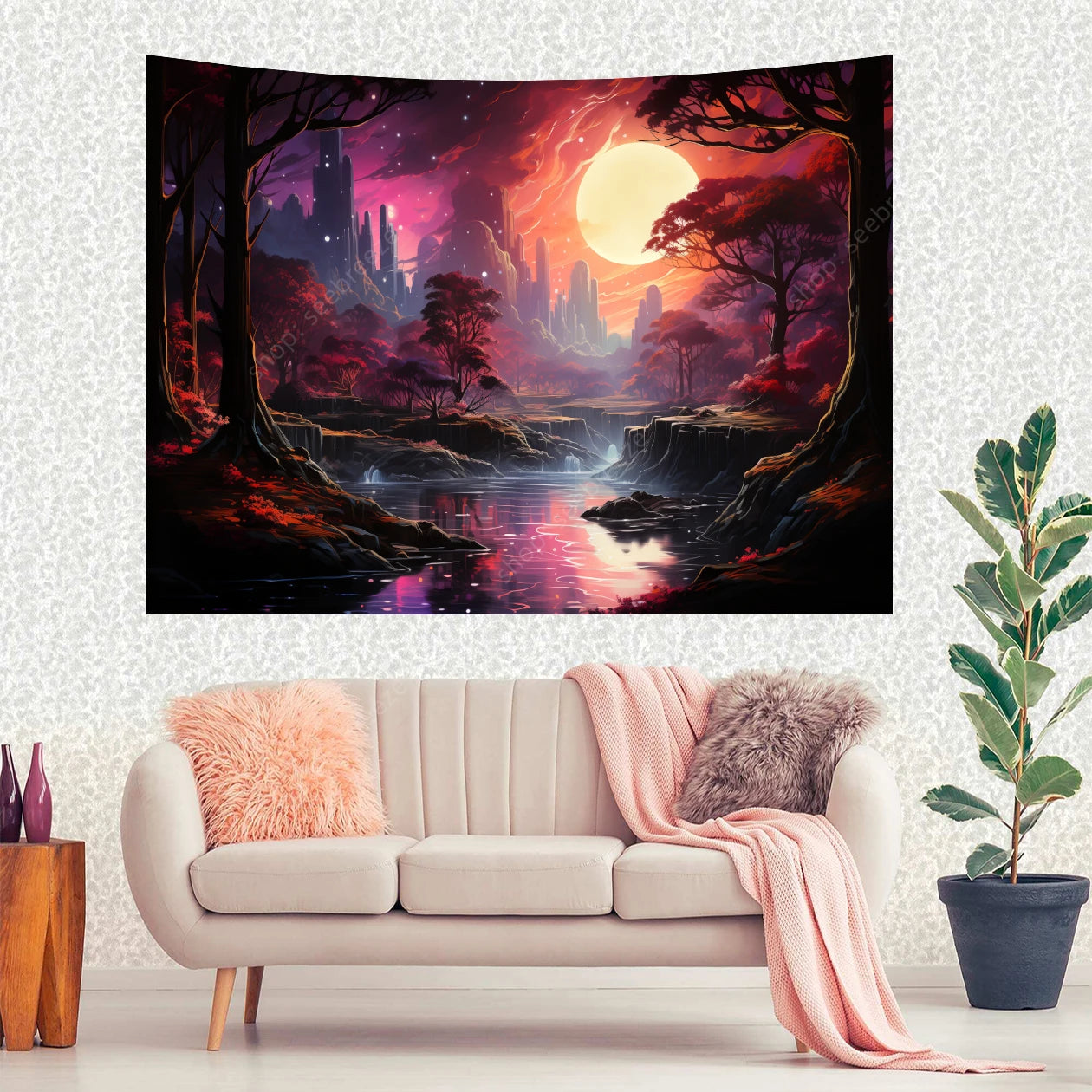 Galaxy Space Landscape UV Reactive Tapestries