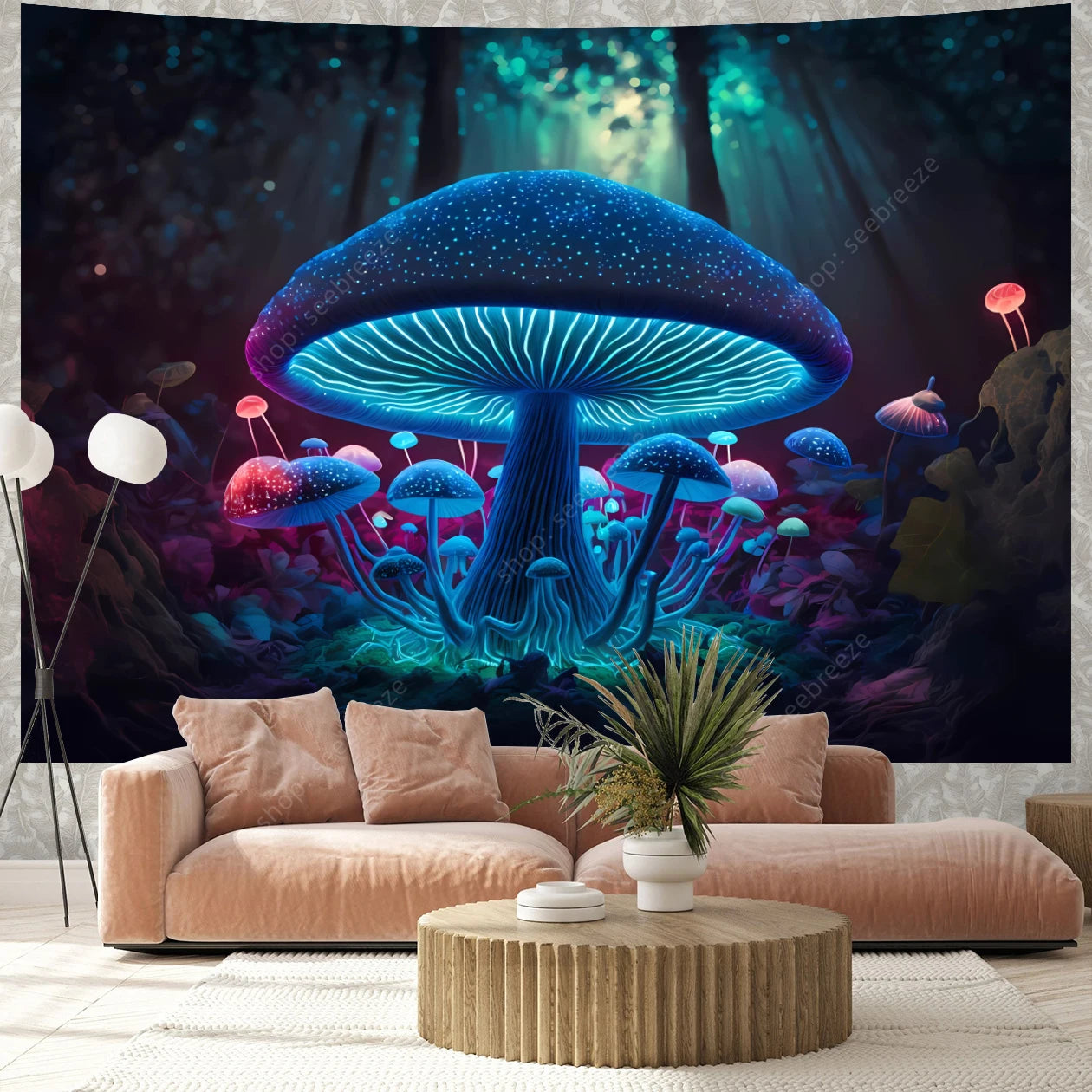 Fantasy Mushroom UV Reactive Tapestries