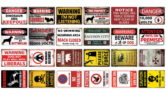 Warning/Danger Vintage Metal Signs