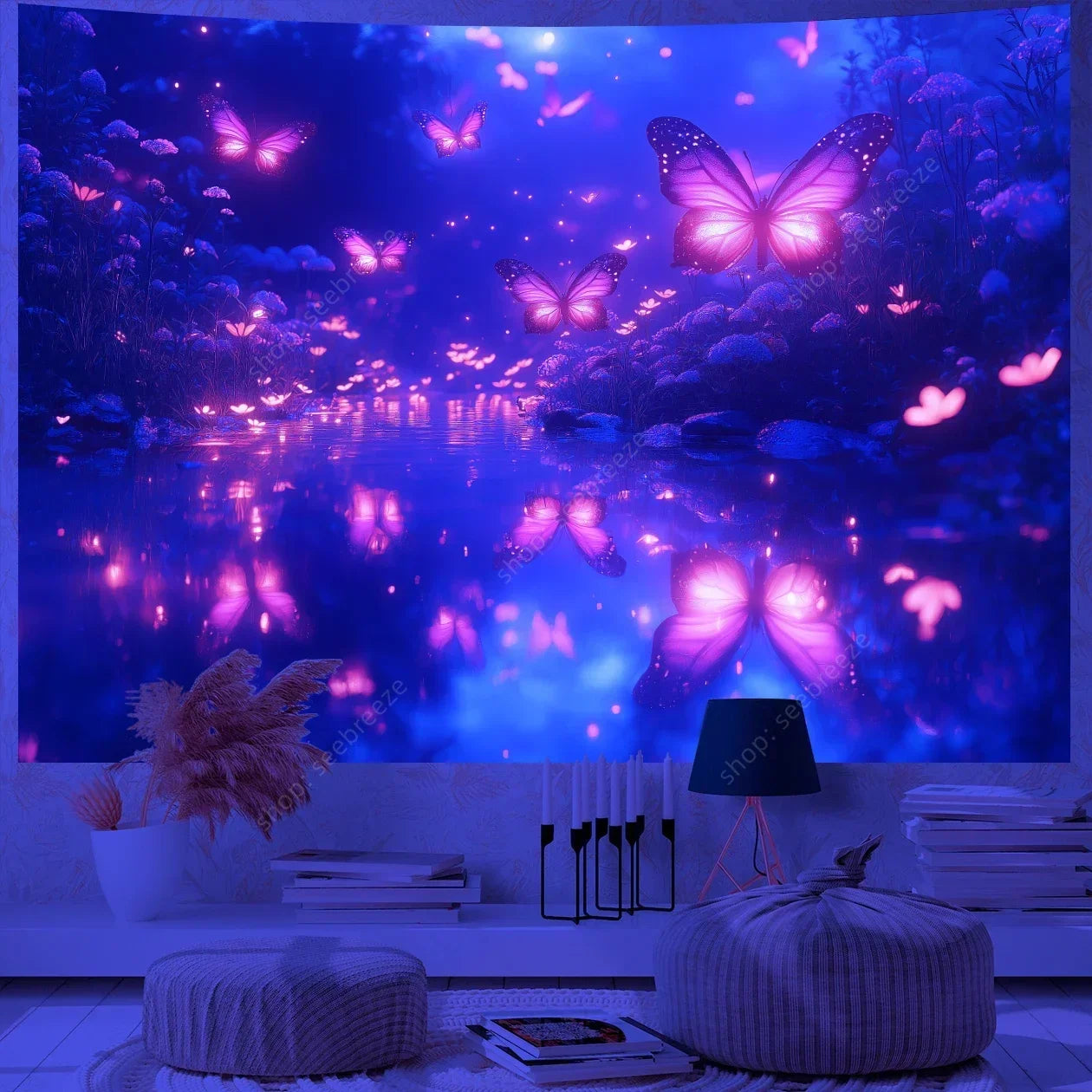 Butterfly UV Reactive Psychedelic Tapestries
