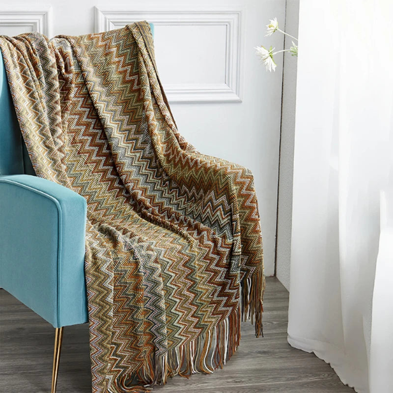 Heavy Knitted Blankets with Tassels