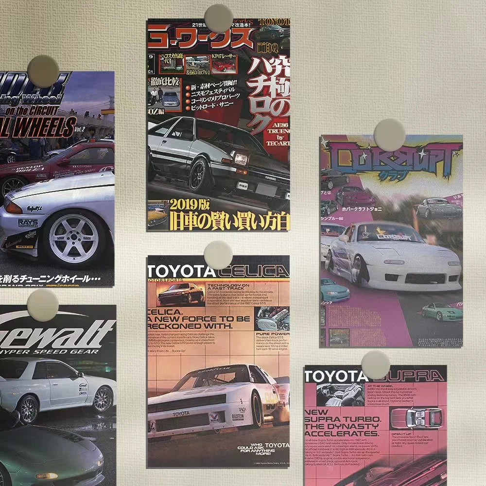10PCS Japanese Race Car Posters