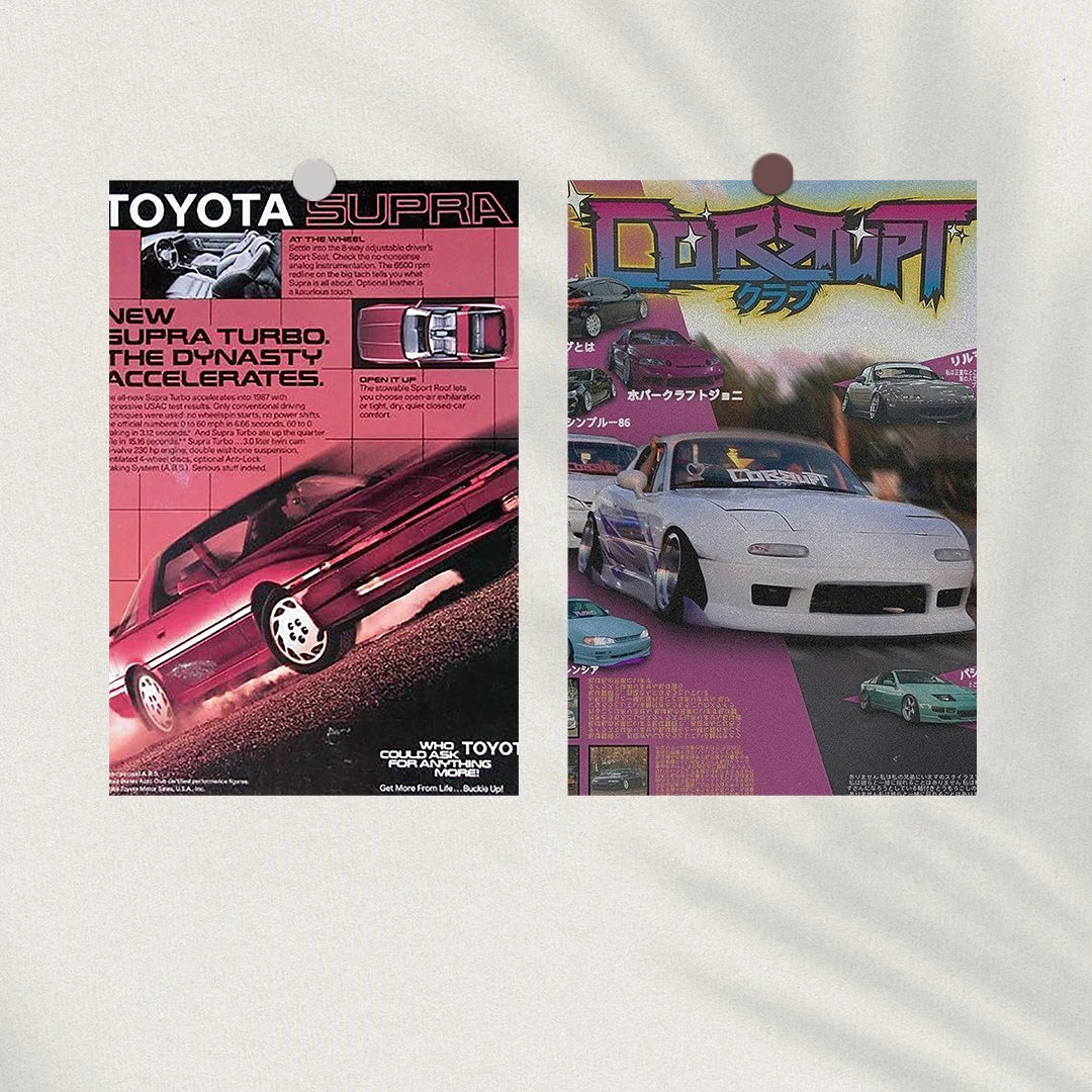 10PCS Japanese Race Car Posters