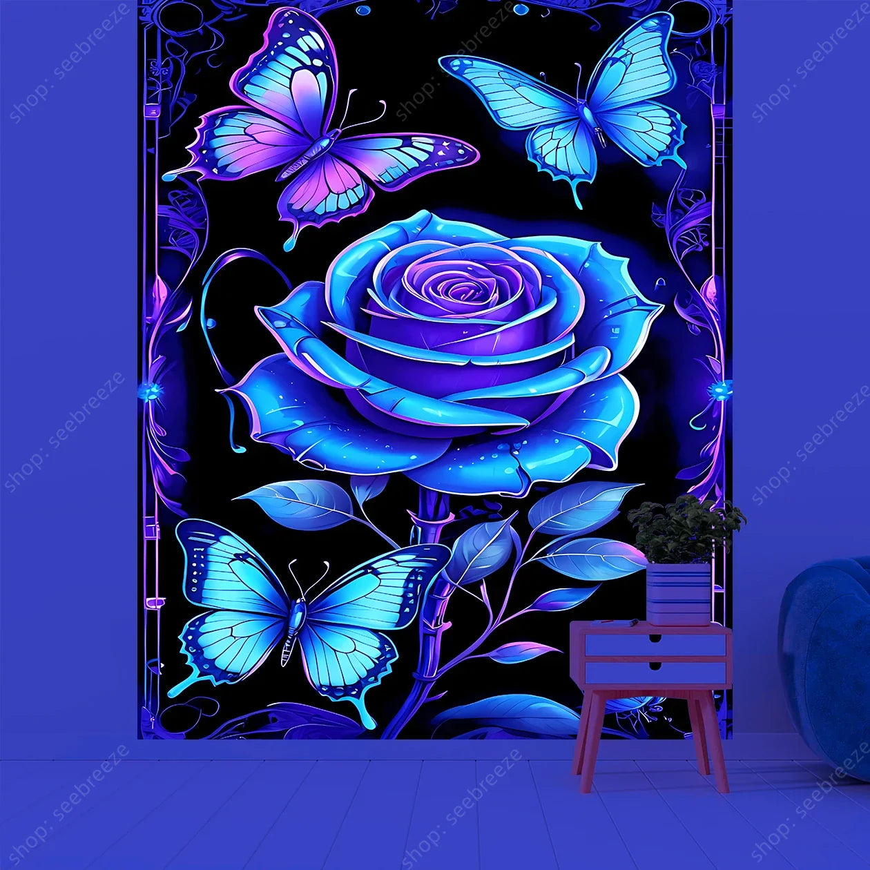 Butterfly UV Reactive Psychedelic Tapestries