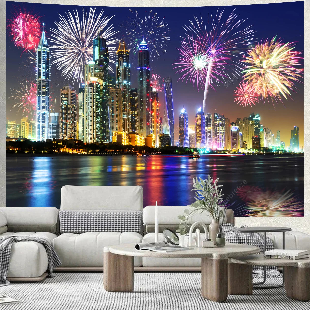 City Skyscrapers UV Reactive Tapestries