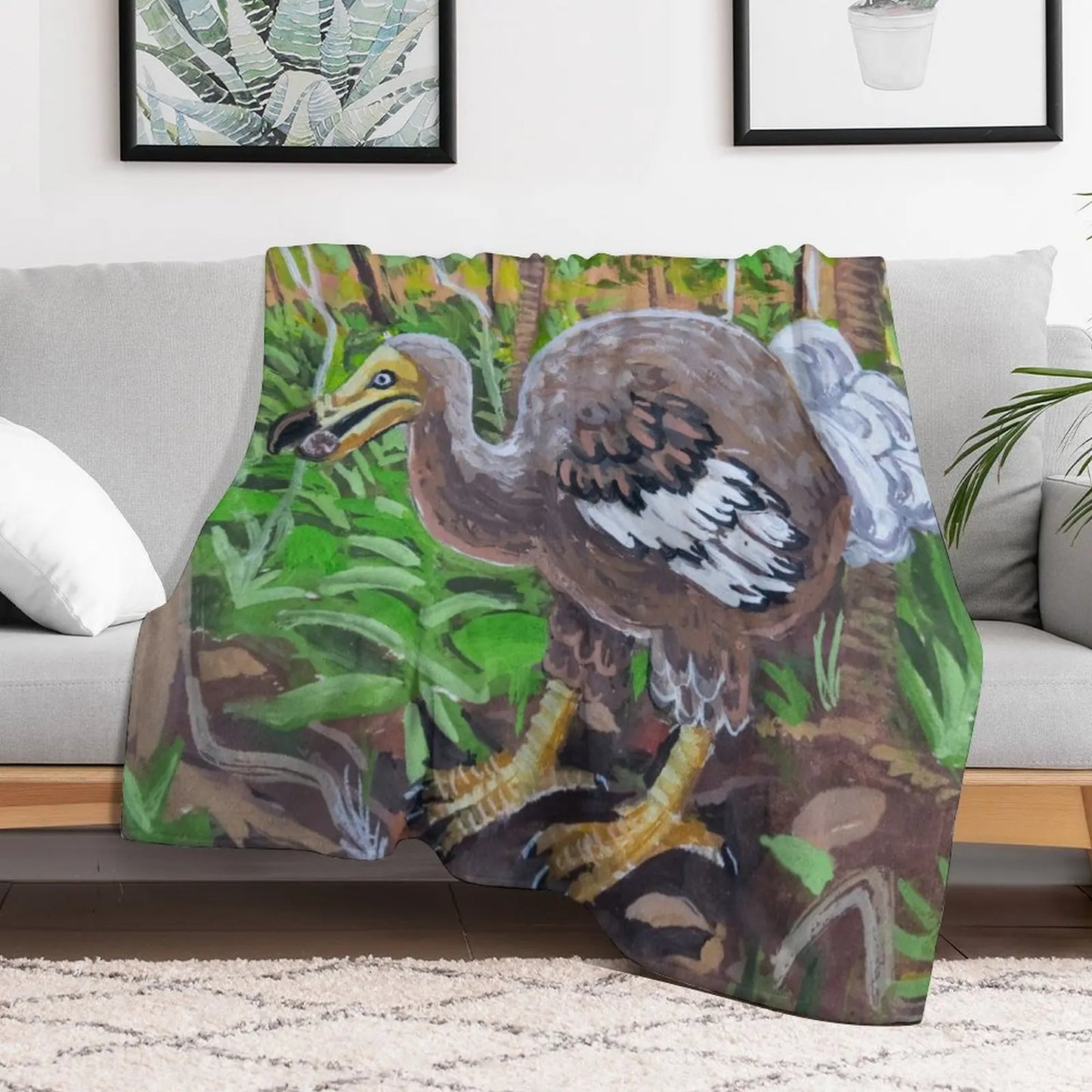 Dodo Gouache Painting Throw Blanket