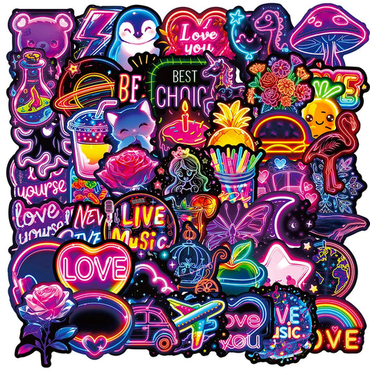 10/30/50pcs Cool Neon Light Stickers