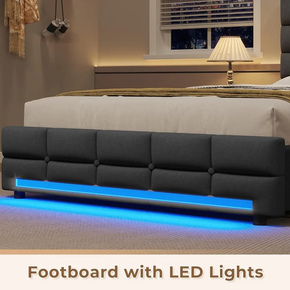 Cushy Bedframe with LED lights and charging station