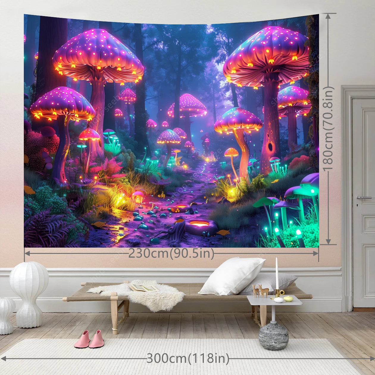 Fantasy Mushroom UV Reactive Tapestries