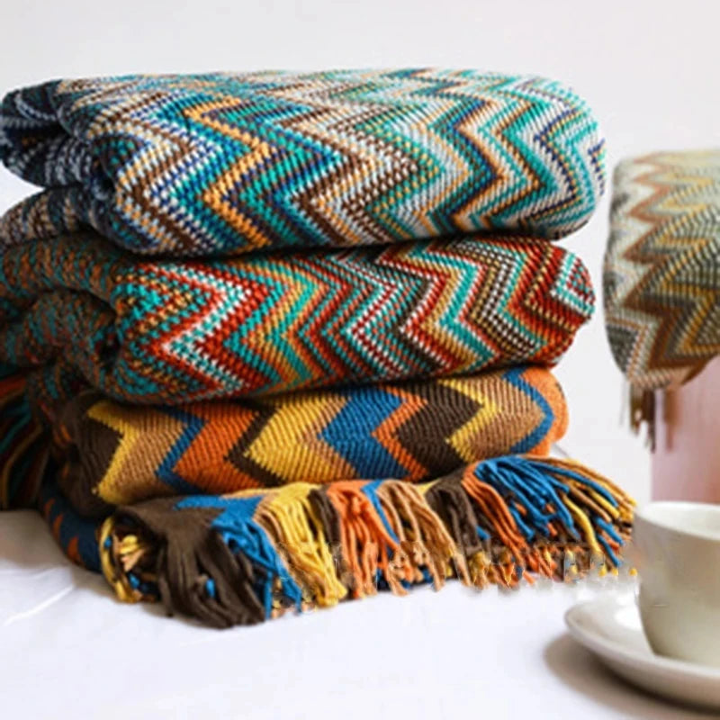 Heavy Knitted Blankets with Tassels