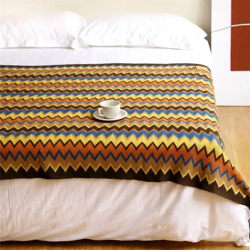 Hand Knitted Blanket with Tassels