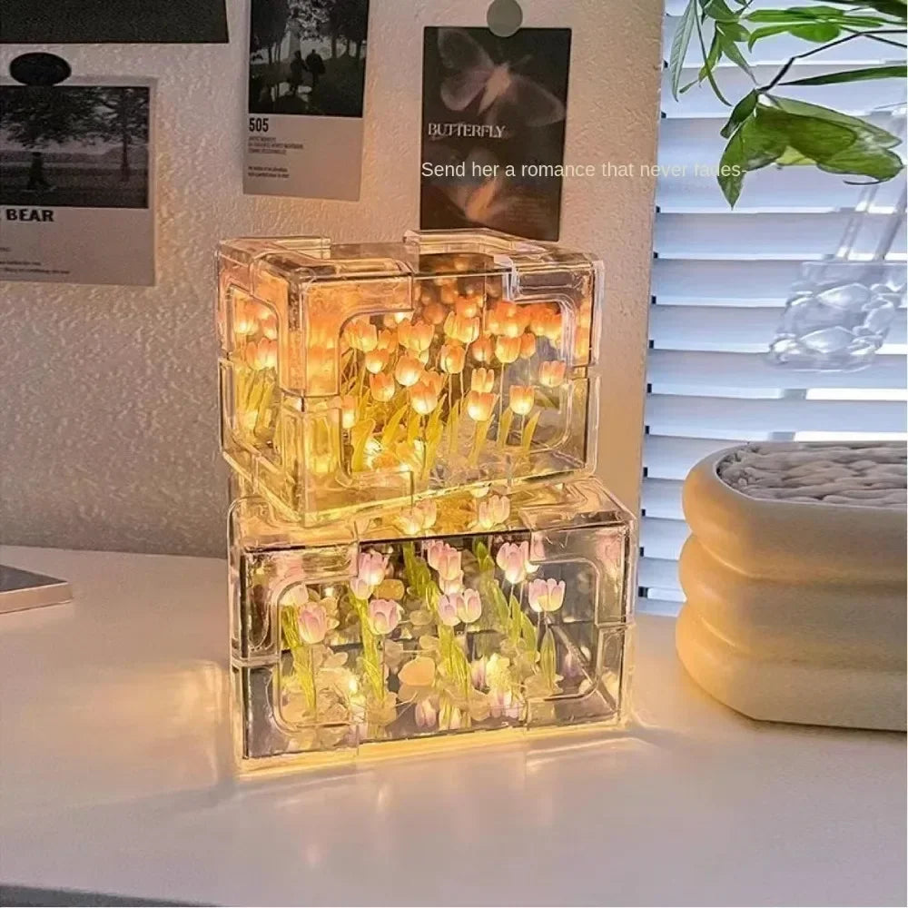 Tulip Cube Three-Dimensional Small Night Lamp