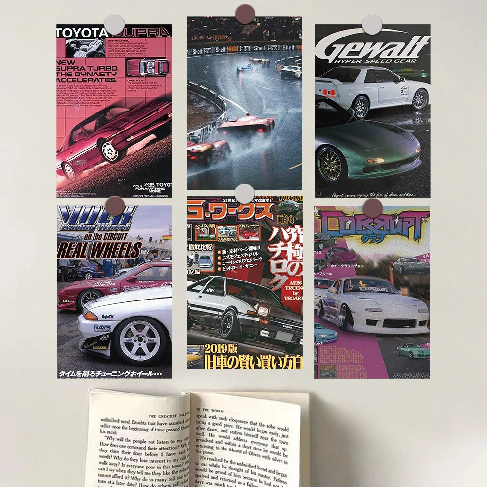 10PCS Japanese Race Car Posters