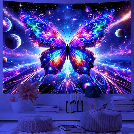 Butterfly UV Reactive Psychedelic Tapestries