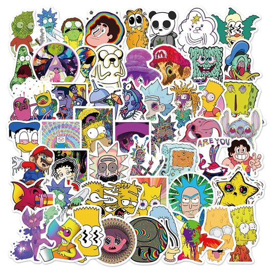 52PCS Psychedelic Cartoon Stickers